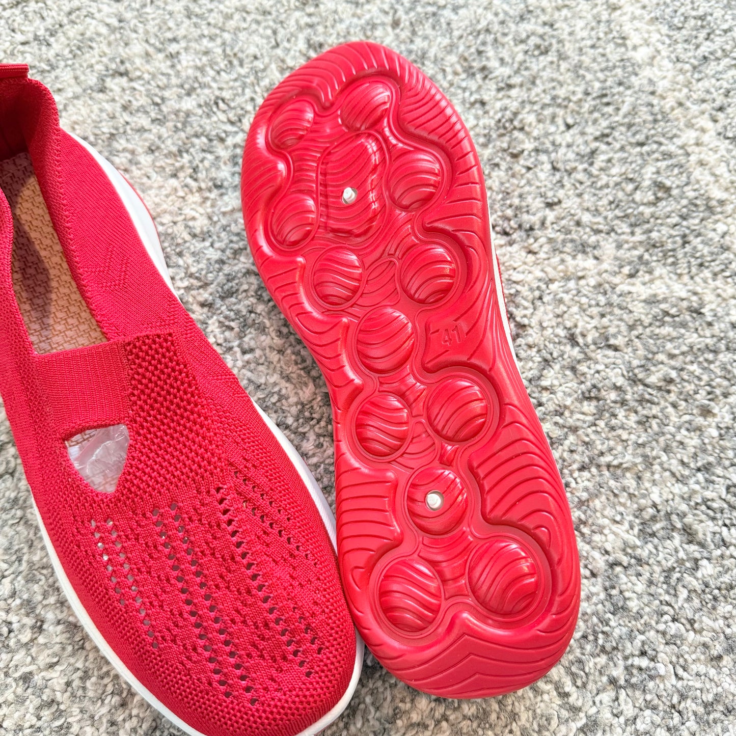 Women's Red Slip-On Walking Shoes - Size 41