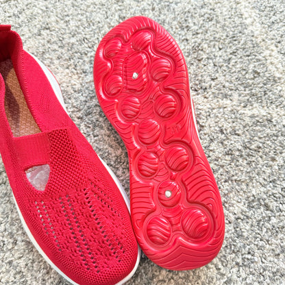 Women's Red Slip-On Walking Shoes - Size 41