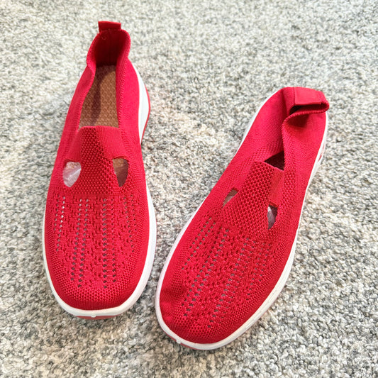 Women's Red Slip-On Walking Shoes - Size 41
