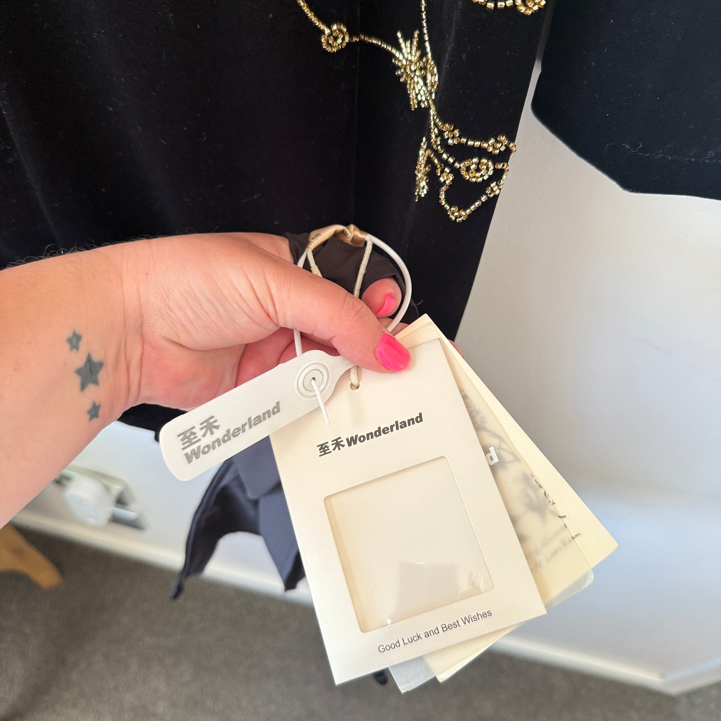 Wonderland Black Velvet Cheongsam Dress - 40cm Underarm