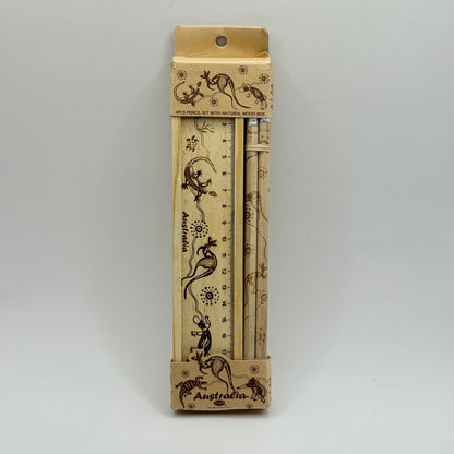 Wooden australian animals stationery set | pencil box with iconic wildlife design – brand new - stationery stationery
