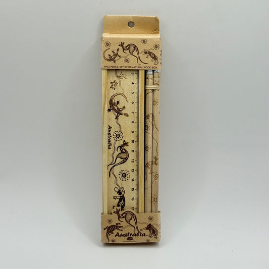 Wooden australian animals stationery set | pencil box with iconic wildlife design – brand new - stationery stationery