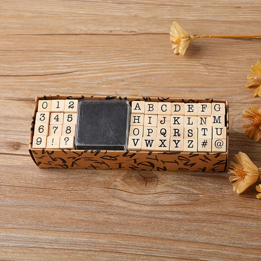 Wooden typewriter letter stamp set - scrapbooking & stamping kits crafts
