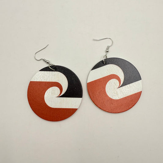 Wooden Maori Flag Earrings