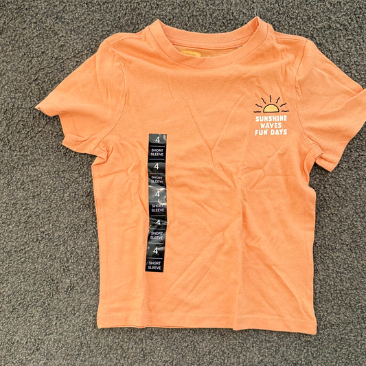 Young original kids’ peach ’sunshine waves fun days’ t-shirt – size 4 - t-shirts baby clothing