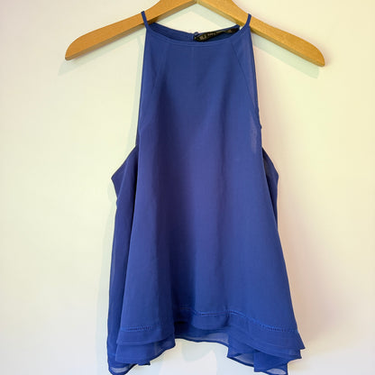 ZARA BASIC Halter Neck A-Line Top in Royal Blue - Size S