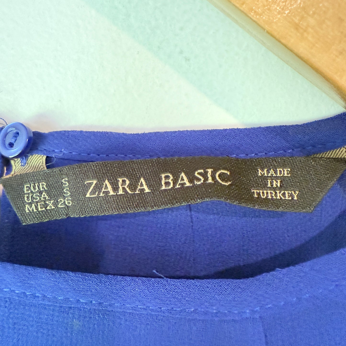 ZARA BASIC Halter Neck A-Line Top in Royal Blue - Size S