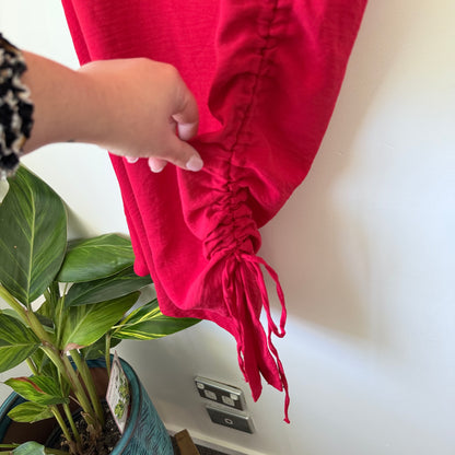 ZARA Red Ruched Side Bodycon Dress Size S