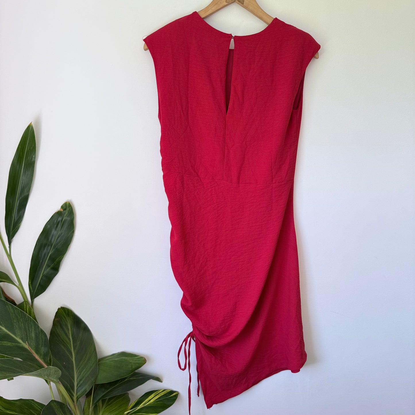 ZARA Red Ruched Side Bodycon Dress Size S