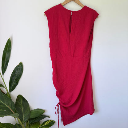 ZARA Red Ruched Side Bodycon Dress Size S