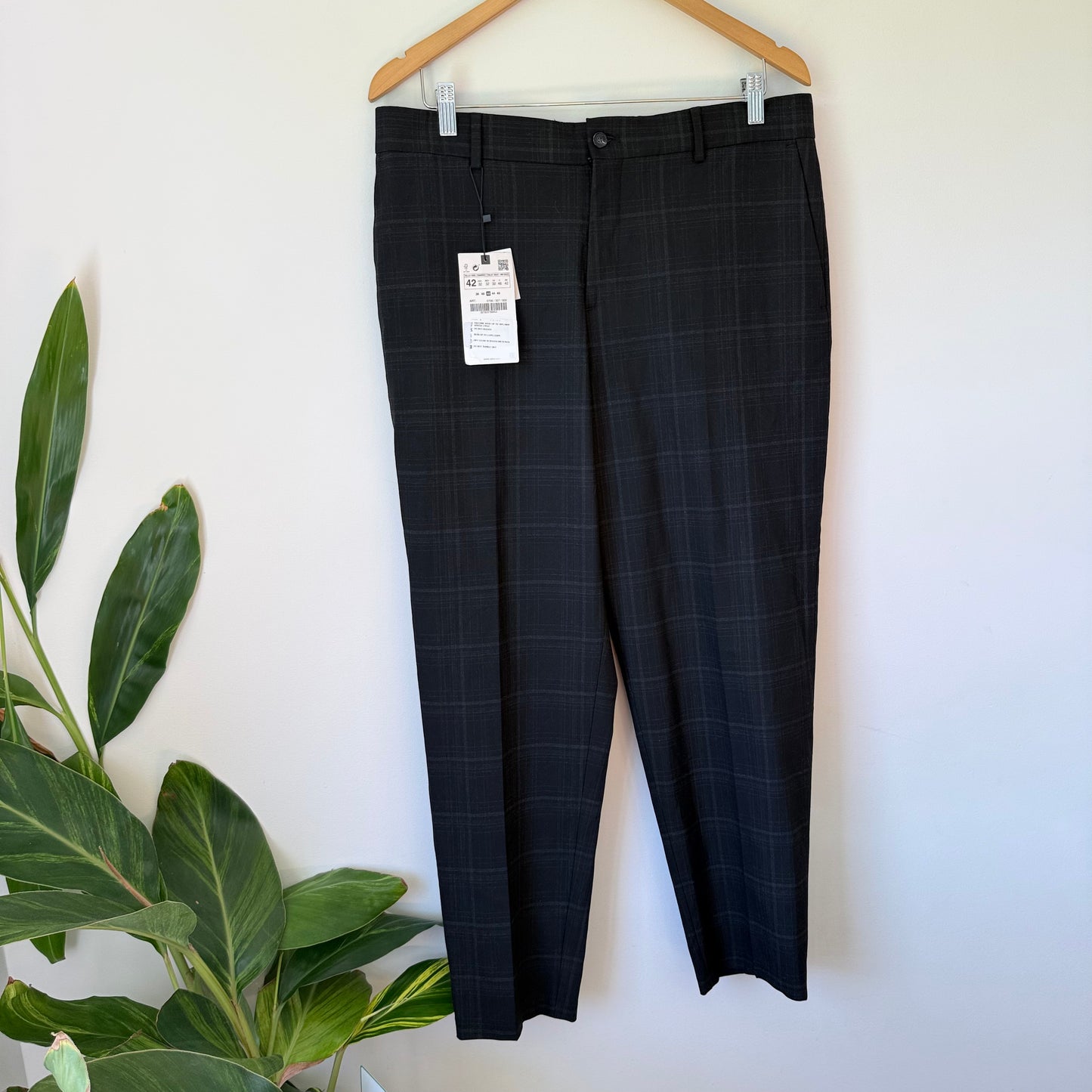 Zara Men's Plaid Stretch Trousers Size 32