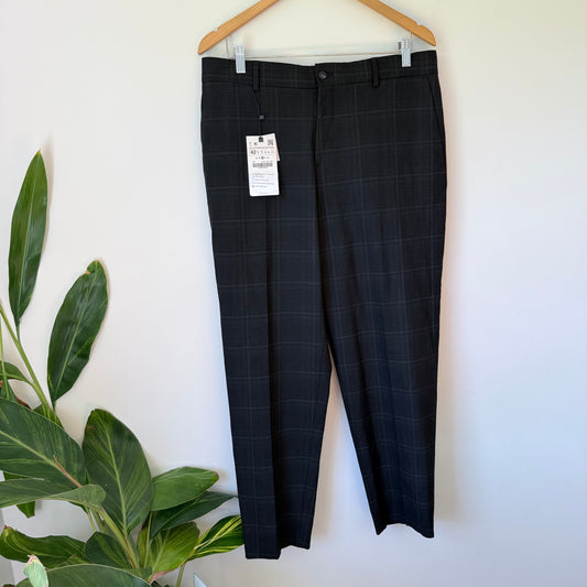 Zara Men's Plaid Stretch Trousers Size 32