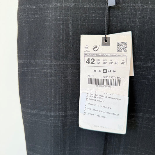 Zara Men's Plaid Stretch Trousers Size 32