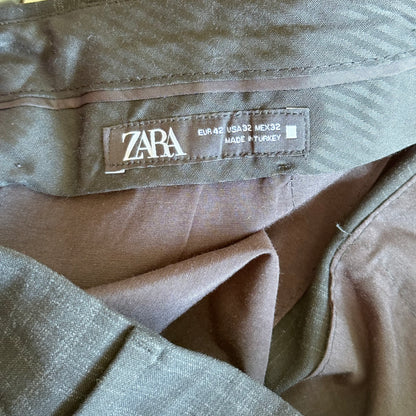 Zara Men's Plaid Stretch Trousers Size 32