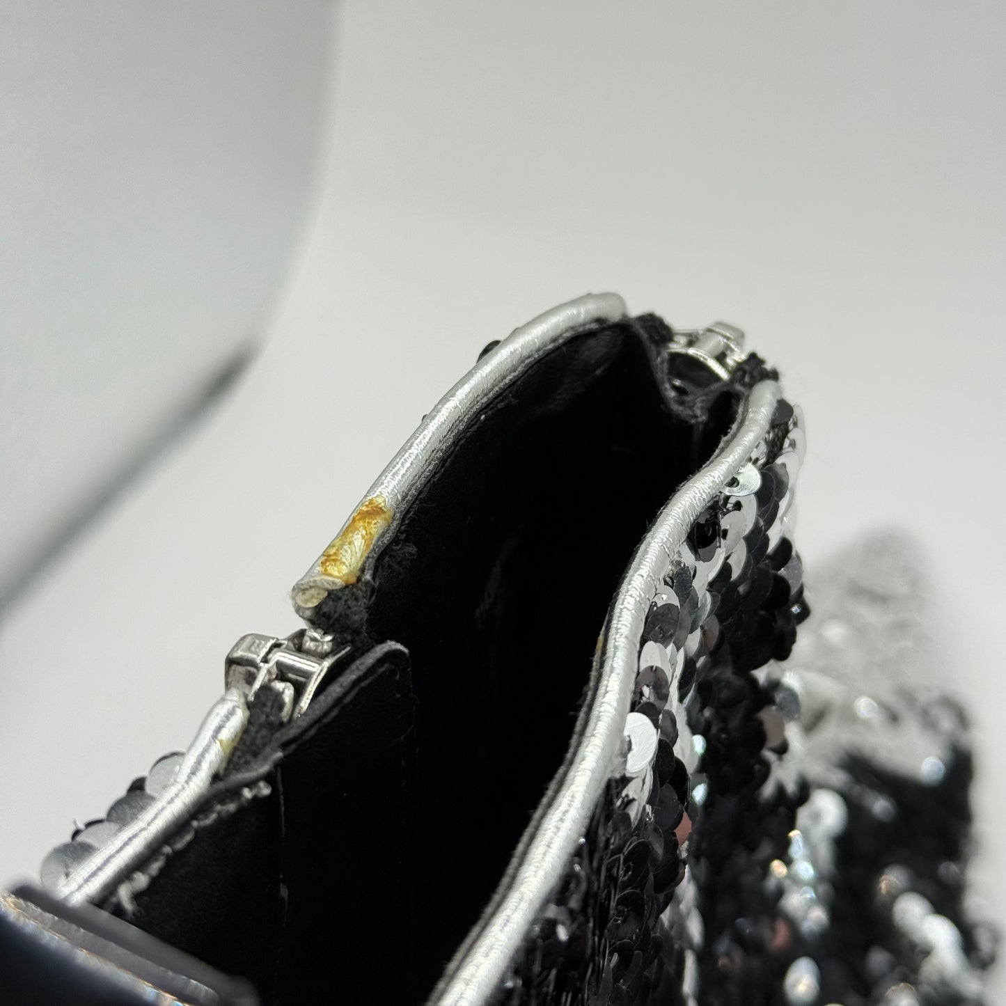 Zara Trafaluc Silver & Black Sequin Ankle Boots - Size 36