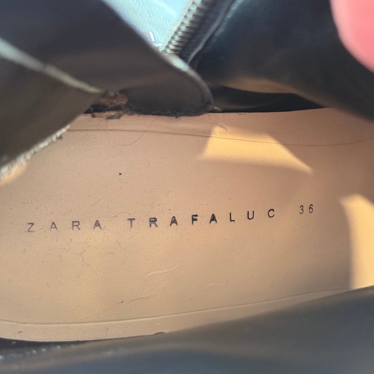 Zara Trafaluc Silver & Black Sequin Ankle Boots - Size 36