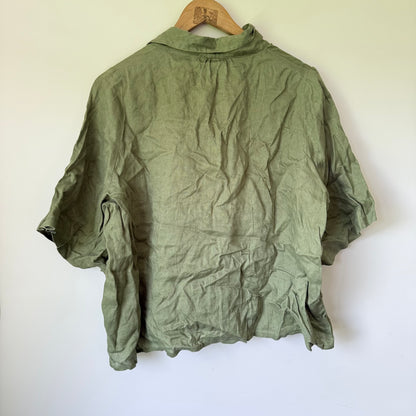 Zephyr Loungewear Pure Linen Three-Quarter Sleeve Shirt Size L