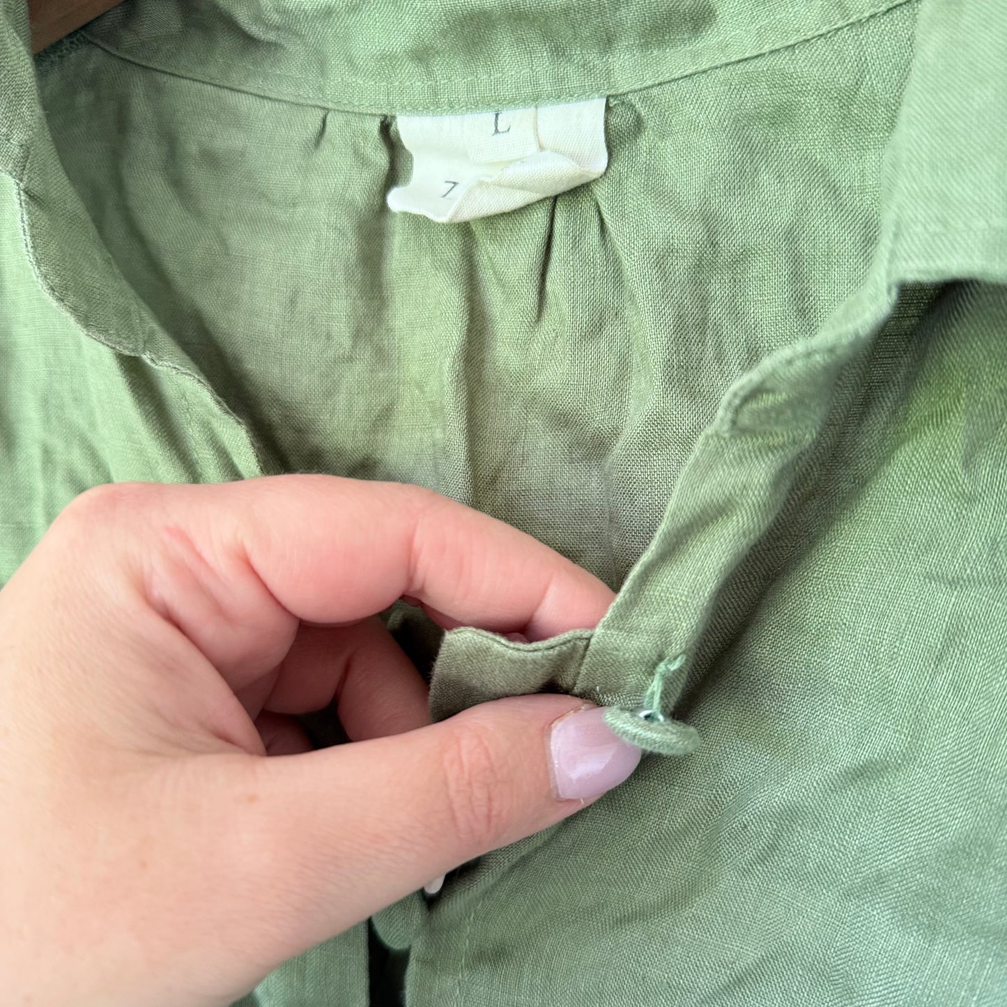 Zephyr Loungewear Pure Linen Three-Quarter Sleeve Shirt Size L