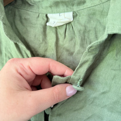 Zephyr Loungewear Pure Linen Three-Quarter Sleeve Shirt Size L