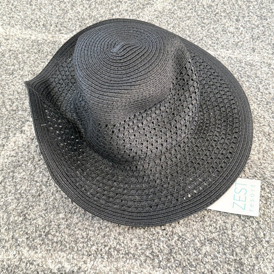 Zest Black Woven Panama Hat