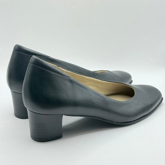 Ziera Shoes Black Leather Square Toe Pumps Size 40