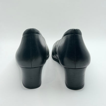 Ziera Shoes Black Leather Square Toe Pumps Size 40