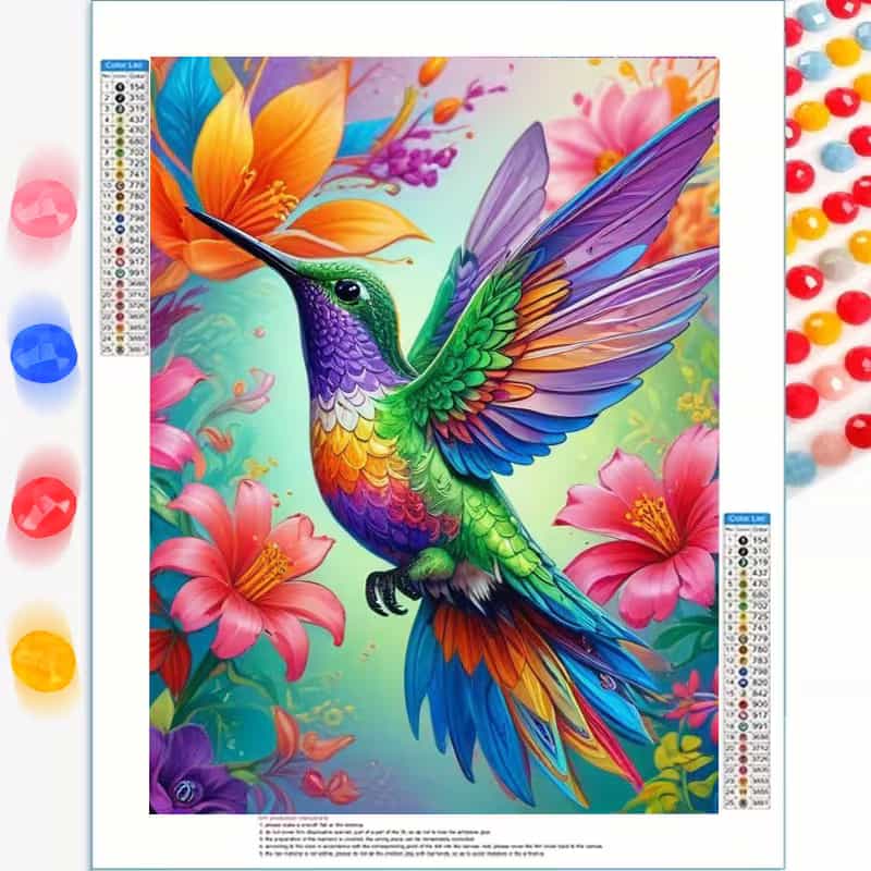 Hummingbird Floral 5D Diamond Painting Kit 30x40cm