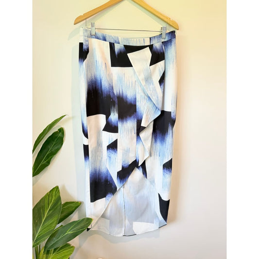 Cooper st size 14 abstract print ruffle midi skirt - skirts bottom - condition: used women’s apparel