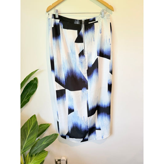 Cooper st size 14 abstract print ruffle midi skirt - skirts bottom - condition: used women’s apparel