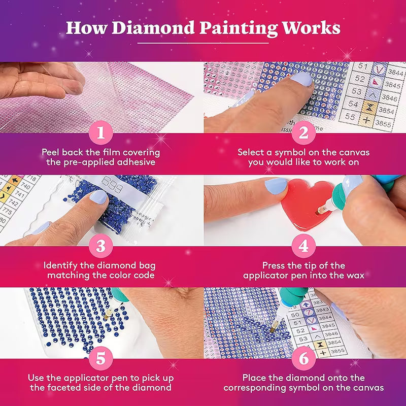 Stained Glass Flower Diamond Painting Kit – Round 5D Diamond Art