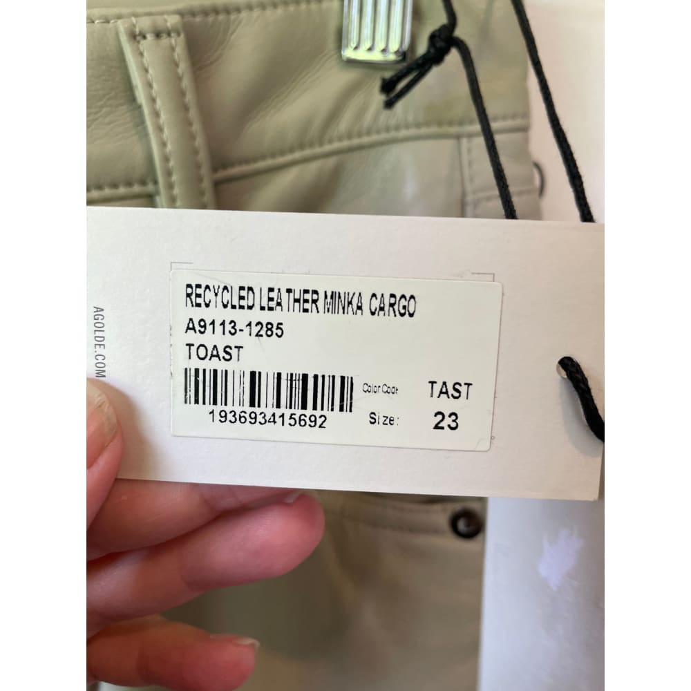 Agolde recycled leather cargo pants – size 23 – minor surface mark – rrp $500 + - cargo pants cargo - clothing &