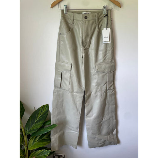 Agolde recycled leather cargo pants – size 23 – minor surface mark – rrp $500 + - cargo pants cargo - clothing &