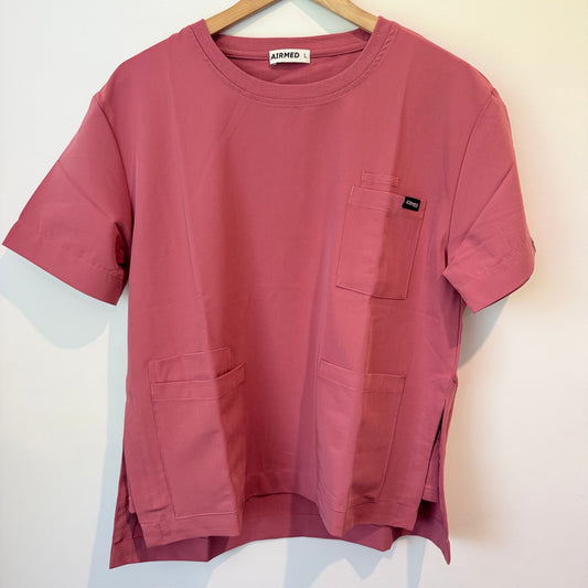 Airmed size l medical scrub top - pink - scrubs top women’s apparel