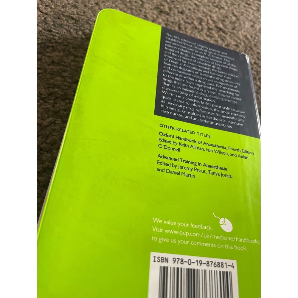 Drugs in anaesthesia and intensive care 5th edition by edward scarth and susan smith - print books printed media