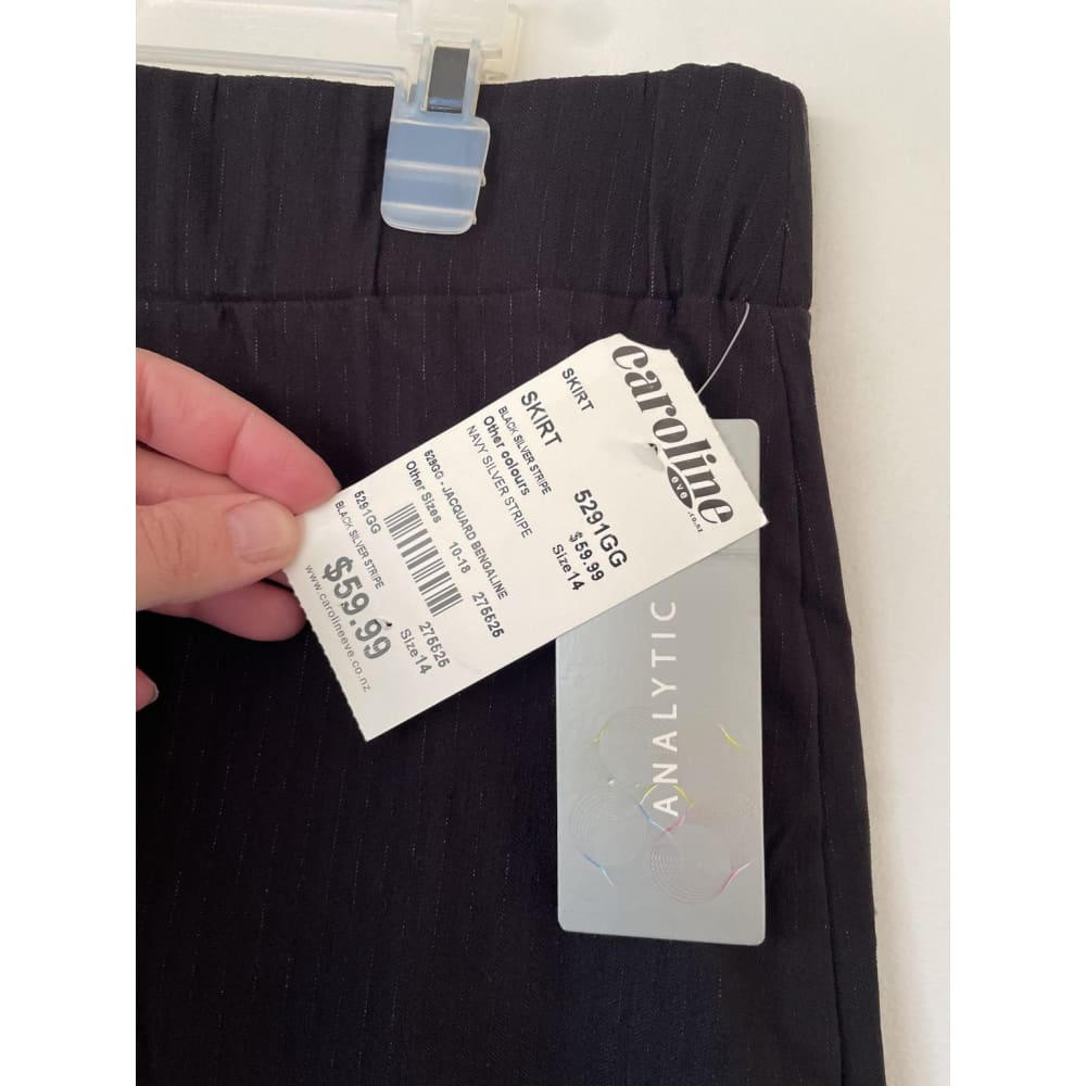 Bnwt analytic size 14 stretch black silver stripe skirt rrp $59.99 - skirts bottom - clothing & fashion - skirt