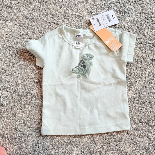 Anko baby 100% cotton dinosaur t-shirt (size 000 0-3 mths) – mint green! - t-shirts baby clothing