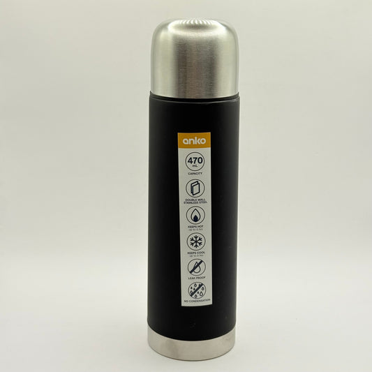 Anko double wall stainless steel thermos - 470ml black - thermoses home&living materials