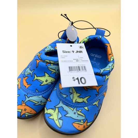 Anko kids’ size 9 jnr shark print water shoes - swimwear shoes children’s apparel