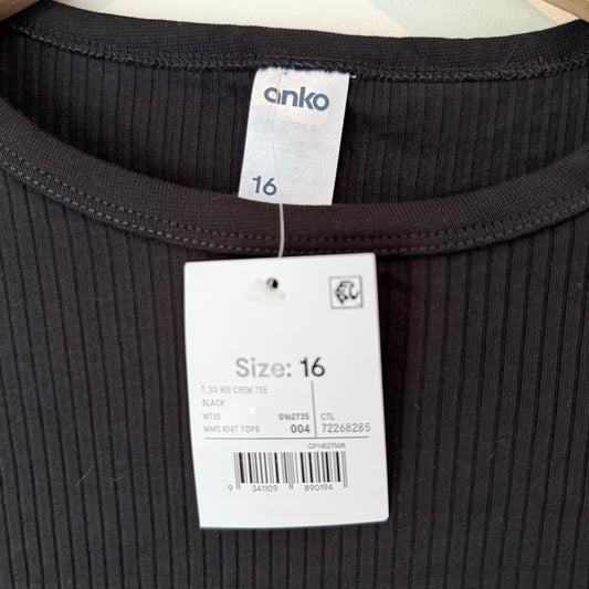 Anko size 16 ribbed crew tee - clothing tops top women’s apparel