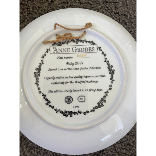 Anne geddes ’baby birds’ collector plate - 1995 limited edition - decorative plates habit product