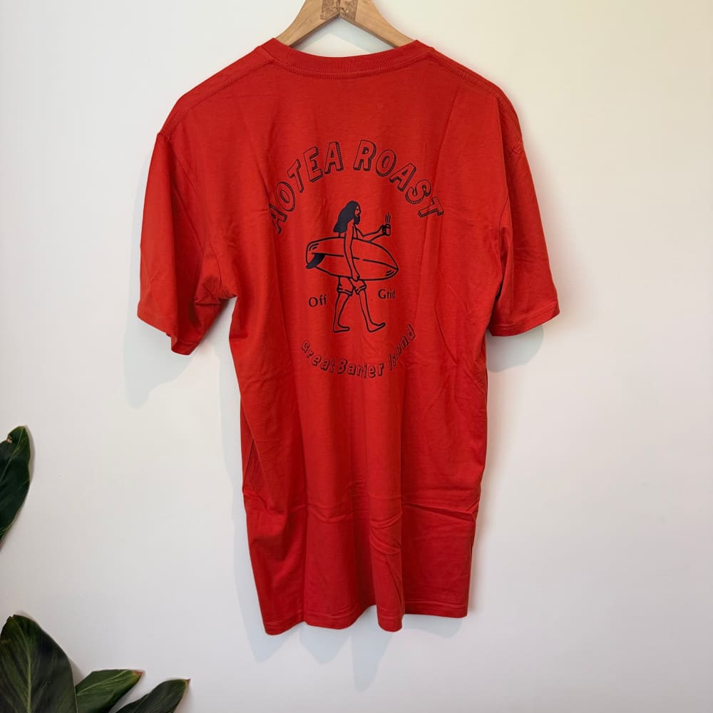Aotea roast great barrier island cotton tee - red / m - t-shirts top women’s apparel