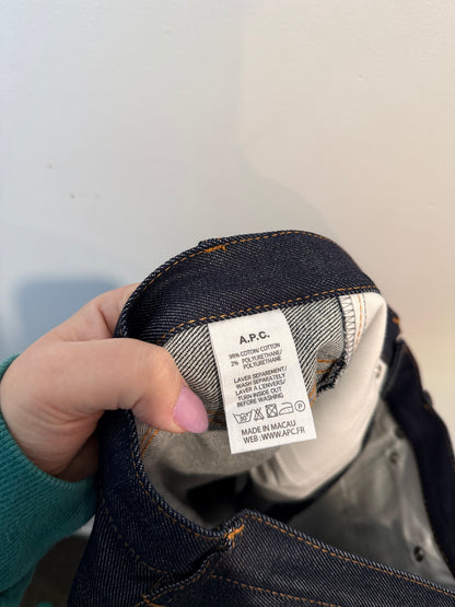 A.P.C. Petit New Standard jeans material label showing 98% cotton 2% polyurethane
