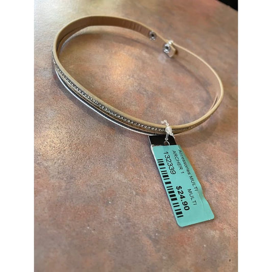Archer house choker necklace – leather look band with metal accent (brand new 50% off rrp) - necklaces jewelry