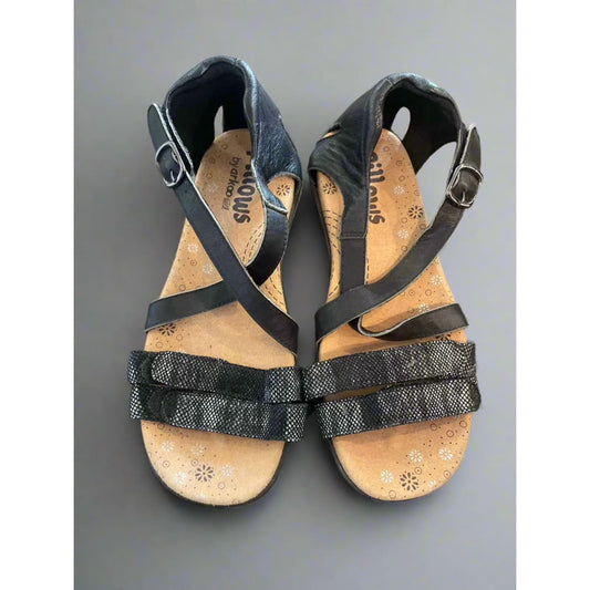 Pillows by arkoo size 36 cory black strappy sandals - 36 - sandals clothing & fashion - sandals - shoes women’s shoes