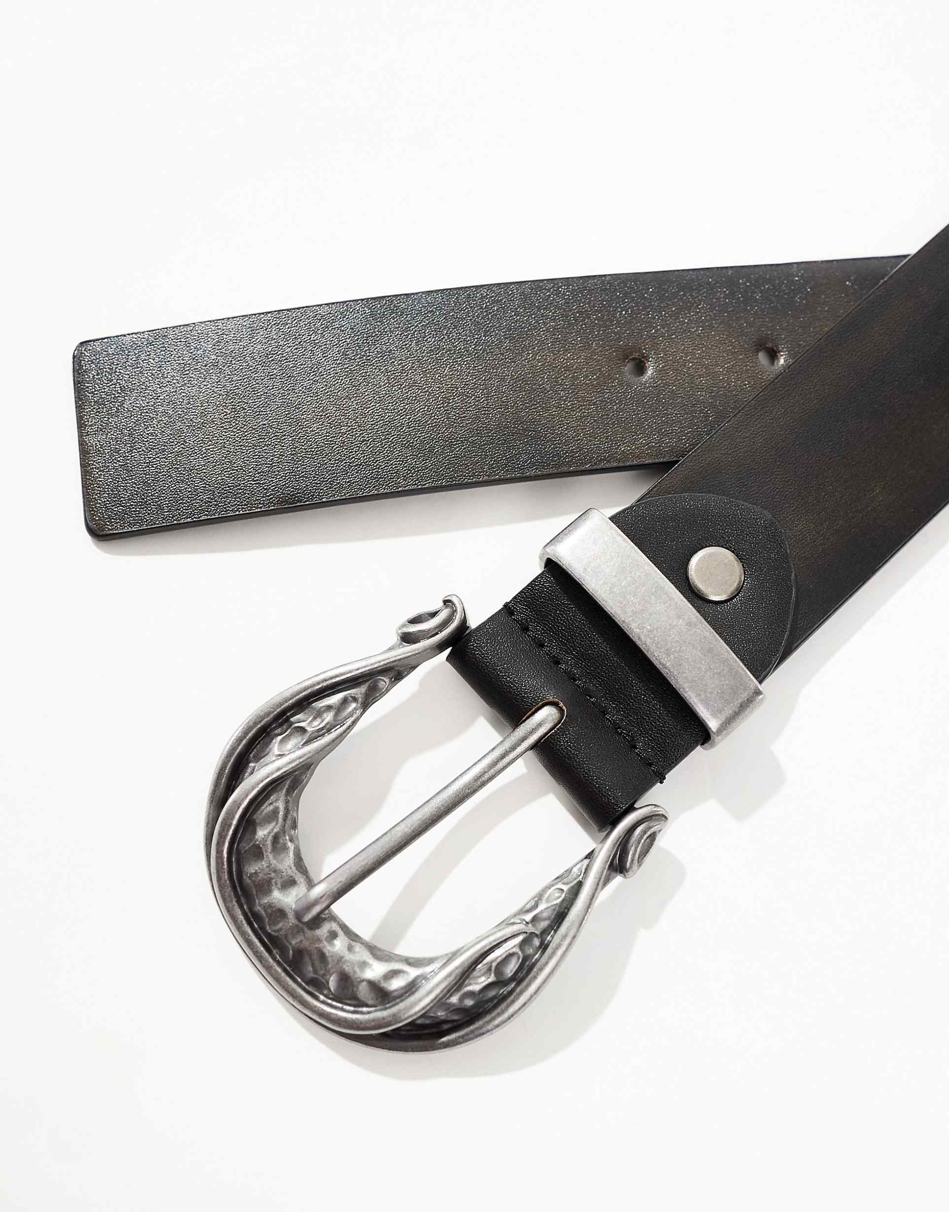 Asos design size xl distressed faux leather belt with buckle detail – washed brown - belts underwear & basics men’s