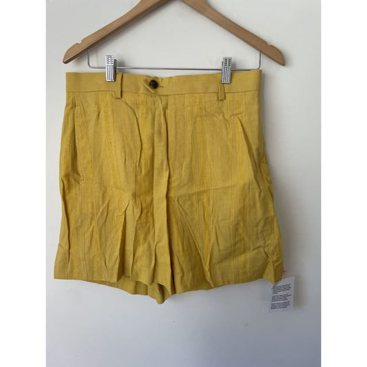 Asos design w32 cotton/viscose pin stripe mustard shorts - shorts bottom - clothing & fashion - shorts women’s apparel
