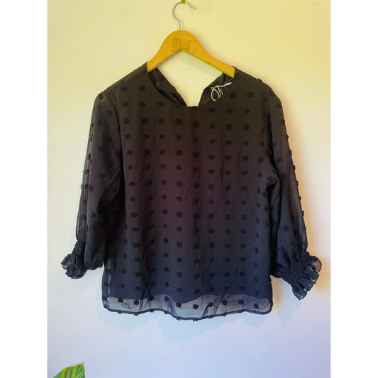 Atmos & here mesh polka dot top – size 10 – cut label - blouses blouse - bnew label cut branded clothing - clothing &
