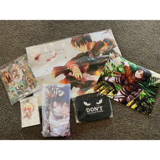Attack on titan levi swag bag contents - collectibles anime - collectible anime