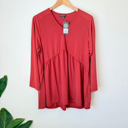 Autograph size s (16) women’s rust red panel tunic - tunics top women’s apparel