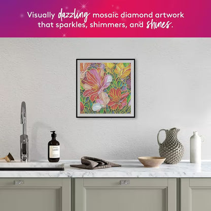 Stained Glass Flower Diamond Painting Kit – Round 5D Diamond Art